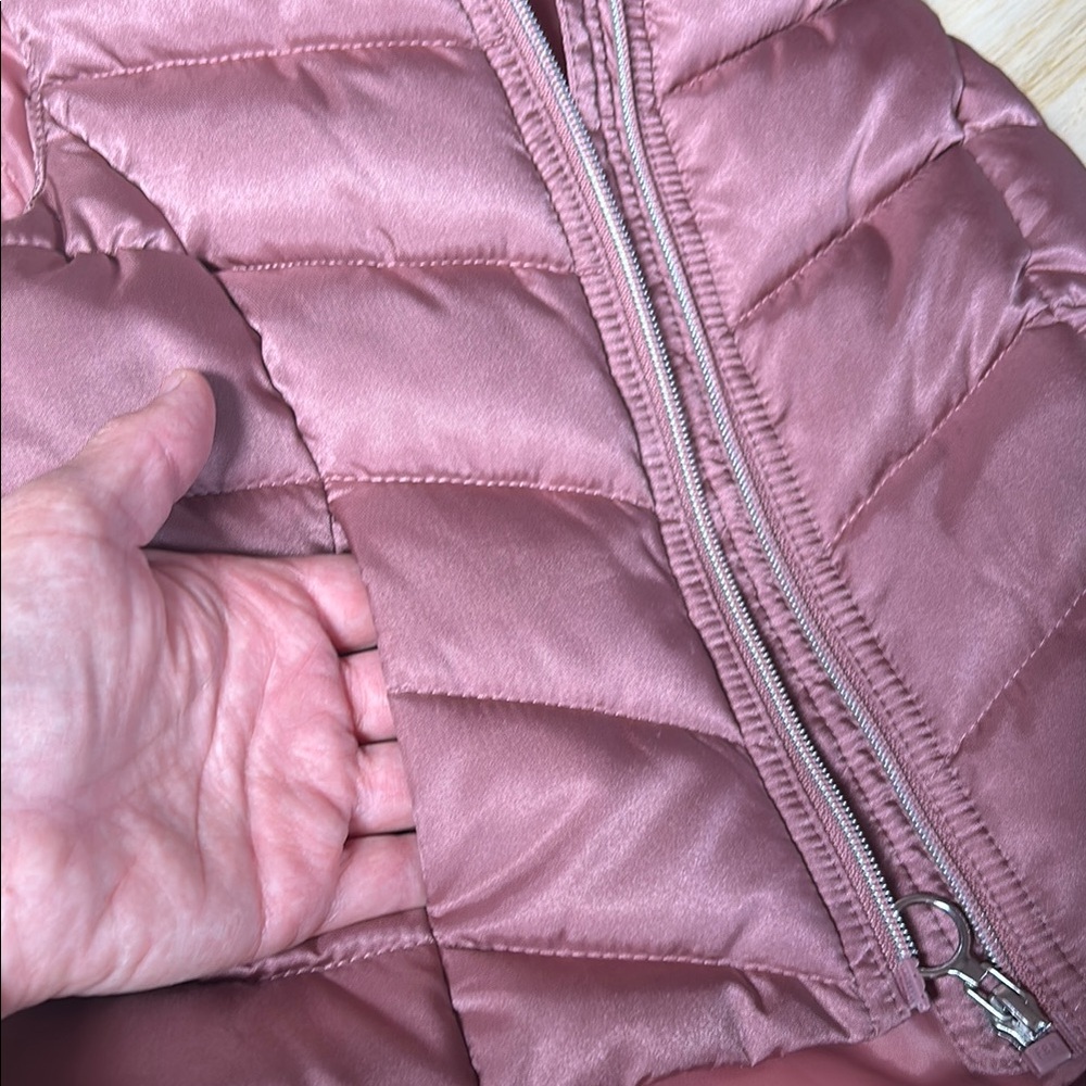 Pink Puffer Vest with Faux Fur Hood - Picture 8 of 8